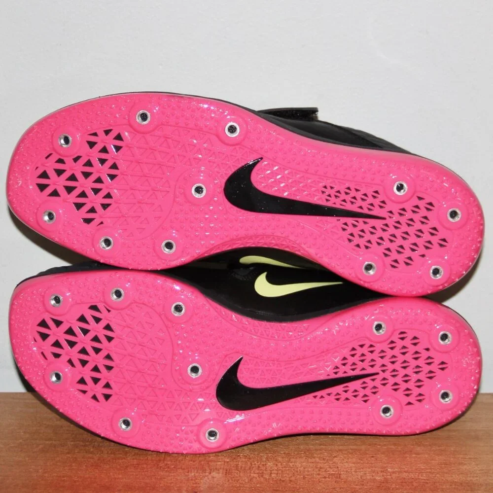 Nike High Jump Elite Track Shoes Men 9 Black Pink Lemon
